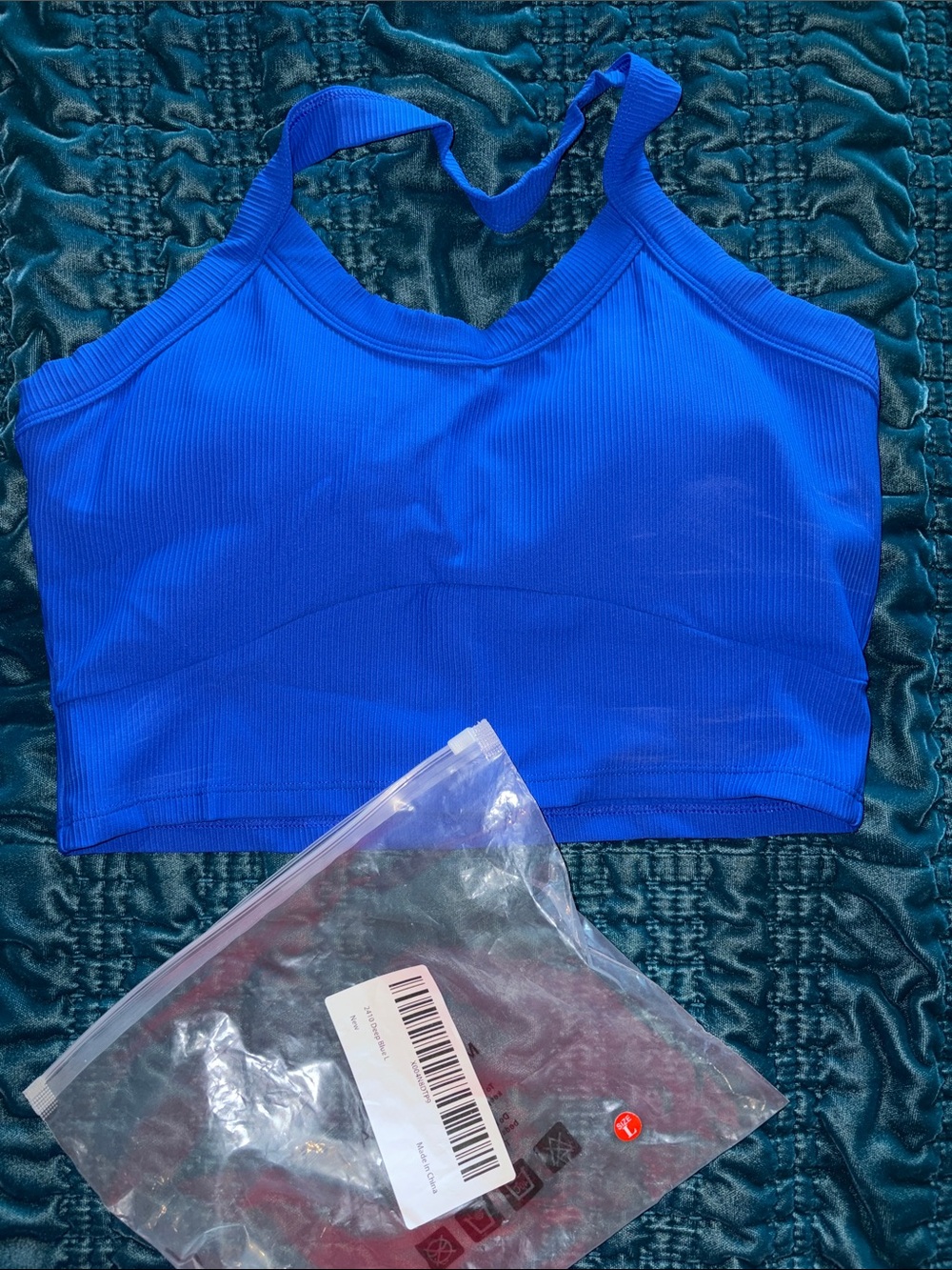 Blue Women's Ribbed Crop Tank Top